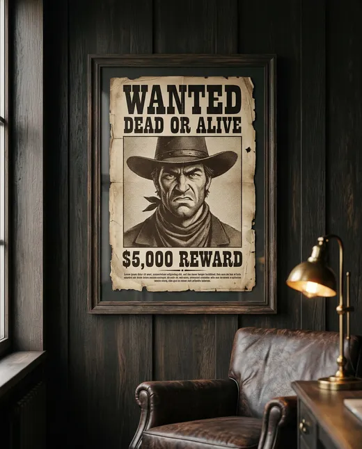 Outlaw-style wanted poster
